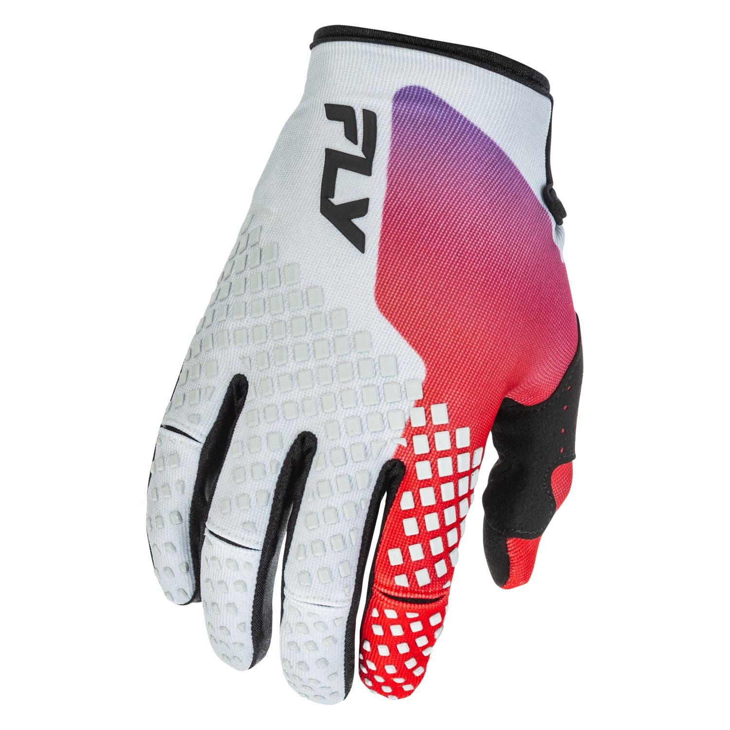 Fly Racing 2026 Motocross Gloves Kinetic Youth Grey Red Purple Black